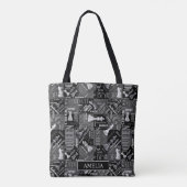 Tote Bag Termes et pièces d'échecs Noir et Blanc ID784 (Dos)