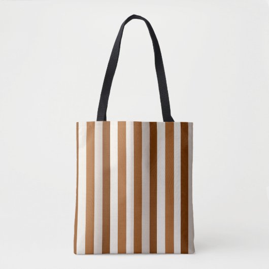 Tote Bag Terracotta Chaude et Rayure Verticale Crème (Devant)