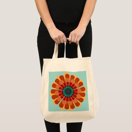 Tote Bag Terracotta & Fleur Turquoise (Devant (produit))