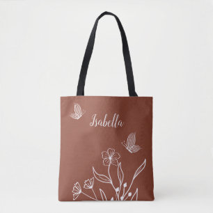 Tote Bag Térracotta floral romantique élégant