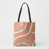 Tote Bag Terracotta Linework Pattern | Cream & Olive (Devant)