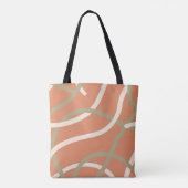 Tote Bag Terracotta Linework Pattern | Cream & Olive (Dos)