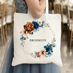 Tote Bag Terracotta Marine Vert Géométrique Bridesmaid Cade<br><div class="desc">Elégant bleu marine,  Terracotta,  Orange terroir fleuri thème mariage bridesmaid sac fourre-tout cadeau avec élégant bouquet de bleu marine,  Terracotta couleur rose pivoines et vert eucalyptus feuilles. Veuillez me contacter pour toute aide sur la personnalisation ou si vous avez besoin d'un autre produit avec ce design.</div>
