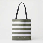 Tote Bag Terrarium tendance Moss Green Stripe Motif (Devant)
