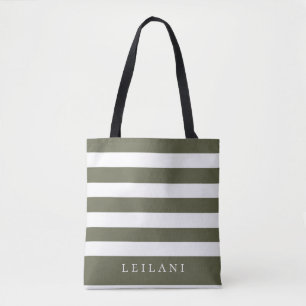 Tote Bag Terrarium tendance Moss Green Stripe Motif