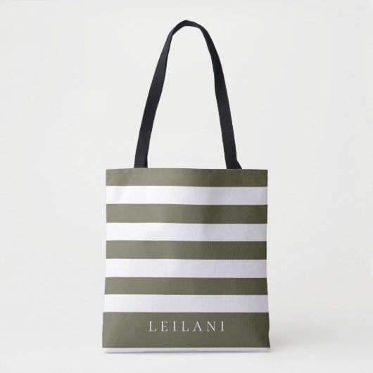 Tote Bag Terrarium tendance Moss Green Stripe Motif (Devant)