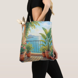 Tote Bag Terrasse Ensoleillée au Bord de Mer