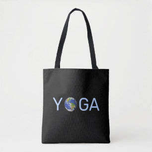 Tote Bag Terre de yoga moderne et tendance en noir