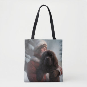 Tote Bag Terre-Neuve avec Noël Festif du Père Noël