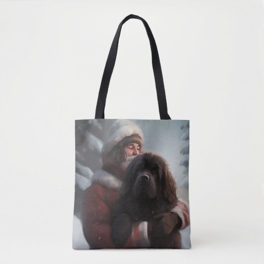 Tote Bag Terre-Neuve avec Noël Festif du Père Noël (Devant)