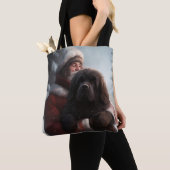 Tote Bag Terre-Neuve avec Noël Festif du Père Noël (De près)