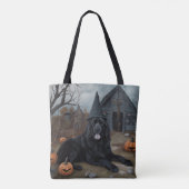 Tote Bag Terre-Neuve Citrouille Halloween effroi (Dos)