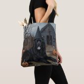 Tote Bag Terre-Neuve Citrouille Halloween effroi (De près)