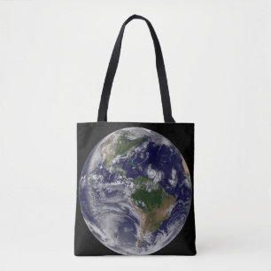 Tote Bag Terre Pleine Avec Tempêtes Tropicales Dans L'Atlan