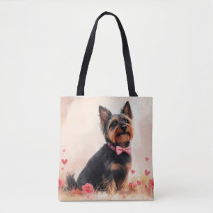 Tote Bag Terrier Australien avec des Roses - Saint-Valentin