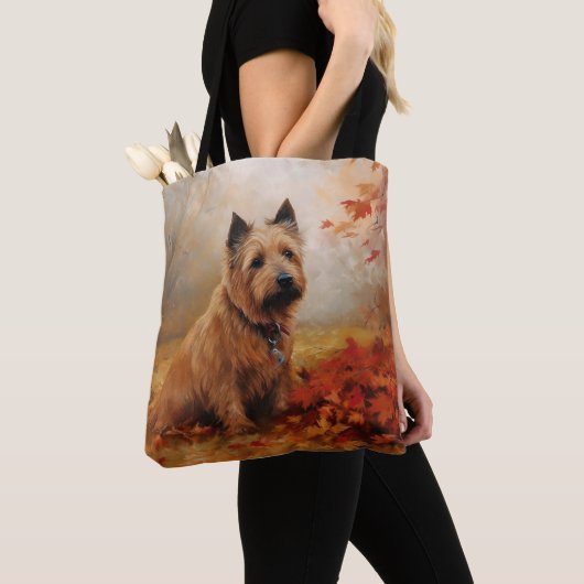 Tote Bag Terrier australien en automne Leaves automne Inspi (De près)