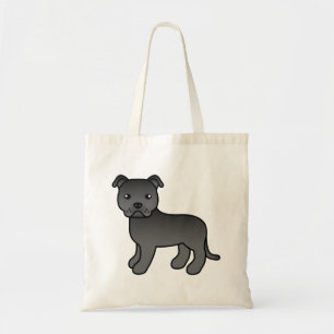 Tote Bag Terrier Bull Staffordshire noir Chien de dessin an
