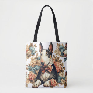 Tote Bag Terrier Floral Cute Retro