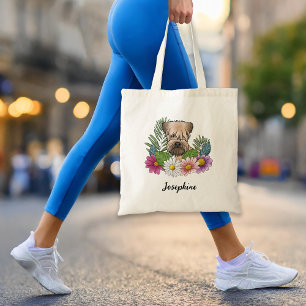 Tote Bag Terrier Irlandais à Poil Souple Avec Fleurs Et Nom