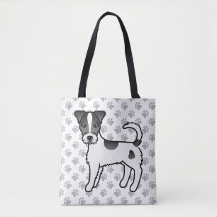 Tote Bag Terrier Parson Russell à poil dur noir et blanc