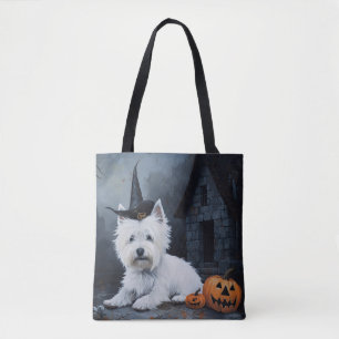 Tote Bag Terrier West Highland Blanc Citrouille Halloween
