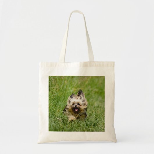 Tote Bag Terrier Yorkshire mignon Traversant L'Herbe (Devant)