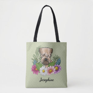 Tote Bag Tervueren à poil doux Couleurs Fleurs Vert