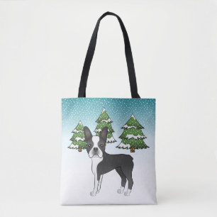 Tote Bag Tervueren noir dans une forêt hivernale