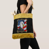 Tote Bag Tête d'aigle et une feuille d'or drapeau américain (De près)