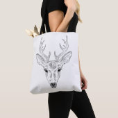 Tote Bag Tête de cerf - Illustration d'un croquis d'art sim (De près)