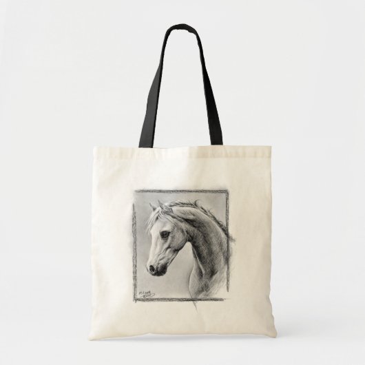 Tote Bag Tête de cheval Dessin de charbon de bois Art équin (Devant)
