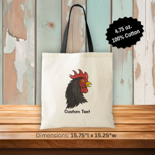 Tote Bag Tête de Coq Noir