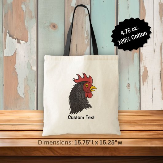 Tote Bag Tête de Coq Noir