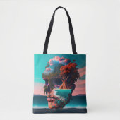 Tote Bag Tête de crâne colorée (Devant)