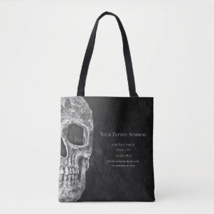 Tote Bag Tête de crâne Gothique Boutique De Tatouage Noir