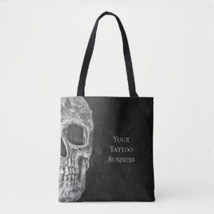 Tote Bag Tête de crâne Gothique Boutique De Tatouage Noir E