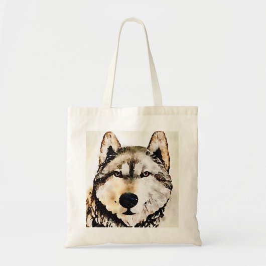 Tote Bag Tête de loup boisé (Devant)