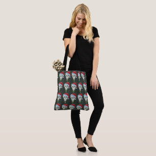TOTE BAG TÊTE MORTE PÈRE NOËL SKULL, HUMOUR SKELETON DE NOË