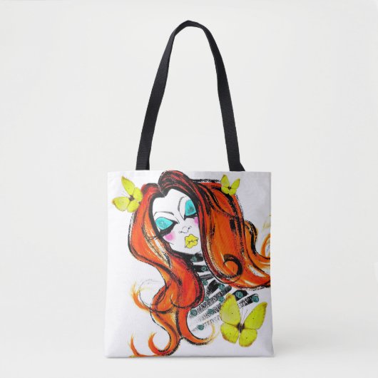 Tote Bag Têtes rouges et papillons Fourre-tout à double fac (Devant)