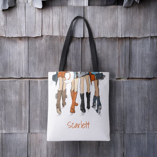 Tote Bag Texas Ladies Fashion Boots Cowboy Orange Custom