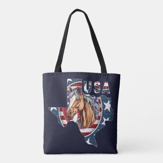 Tote Bag Texas State Outline USA Horse (Dos)