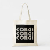 Tote Bag Texte blanc moderne Corgi (Dos)