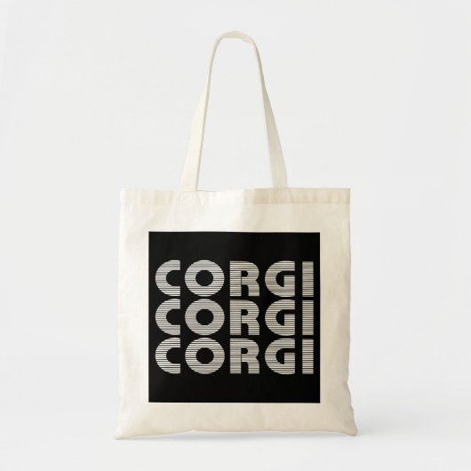 Tote Bag Texte blanc moderne Corgi (Devant)