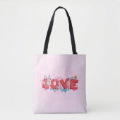 Tote Bag Texte d'amour rouge en lettres bloc gras Aquarelle (Devant)