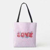 Tote Bag Texte d'amour rouge en lettres bloc gras Aquarelle (Dos)