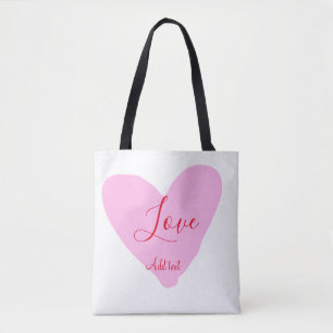Tote Bag texte de la Saint-Valentin amour cœur rose rouge n