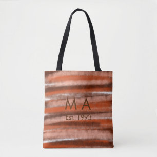 Tote Bag Texte de lettre de nom d'année de date bohème rust