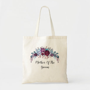 Tote Bag Texte de monogramme personnalisé fleur de aquarell