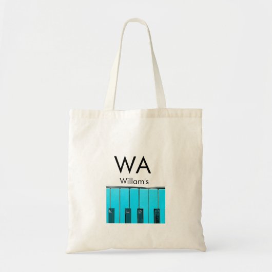 Tote Bag Texte de nom de lettre initiale de monogramme pian (Devant)