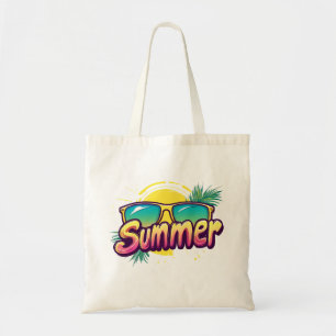 Tote Bag Texte d'été - Lunettes de soleil d'été colorées